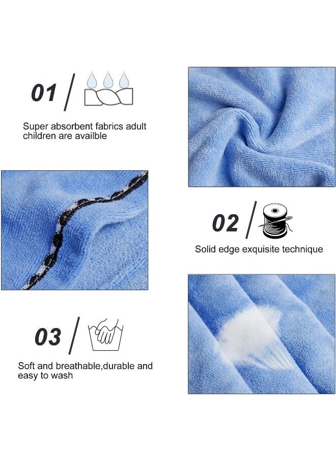 Generic 2 Pack Hair Towel, Microfiber Hair Towel Wrap Quick Dry Super Absorbent Twist Hair Turban with Buttons Anti-Frizz for Women Girls Long & Curly Hair, Blue & Purple  - Image 3