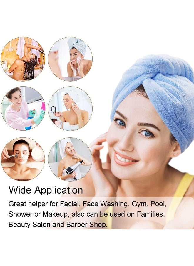 Generic 2 Pack Hair Towel, Microfiber Hair Towel Wrap Quick Dry Super Absorbent Twist Hair Turban with Buttons Anti-Frizz for Women Girls Long & Curly Hair, Blue & Purple  - Image 4