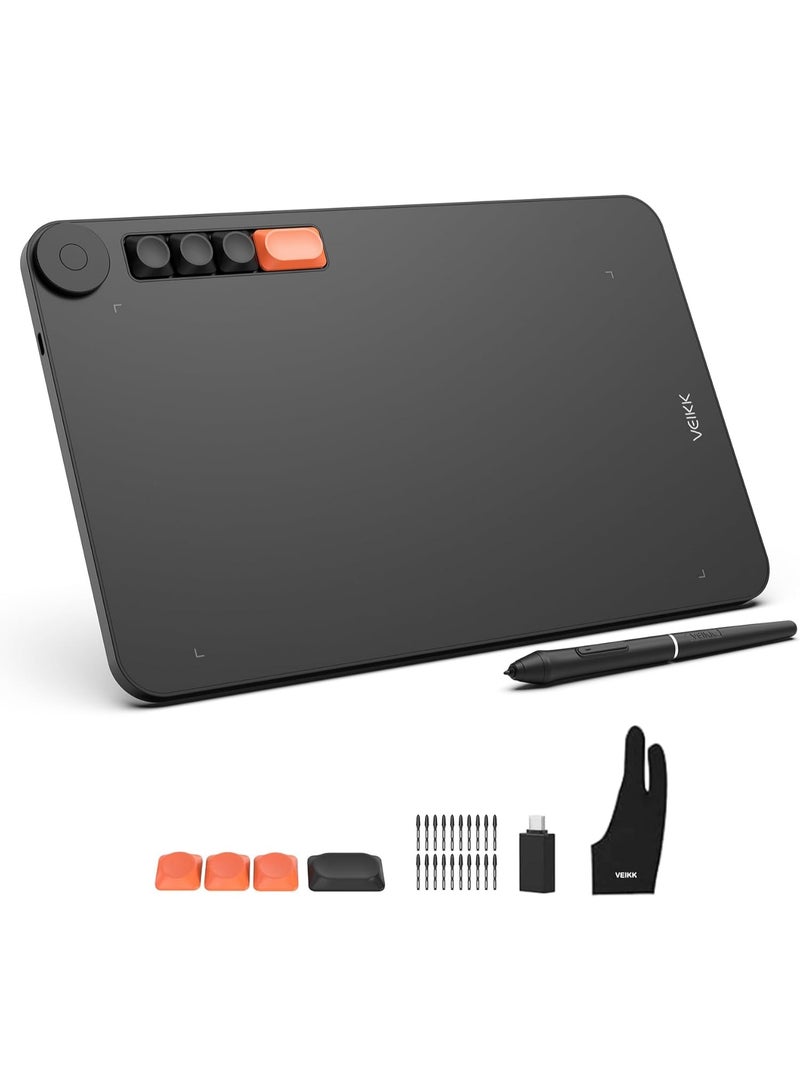 VEIKK Voila L Graphic Tablet 10 x 6 Inch Drawing Tablet with Pressure-Sensitive Pen, 4 Adjustment Mechanical Buttons and 1 Wheel Graphics Tablet for Drawing, Online, E-Signatures, Photo and Video - Image 1