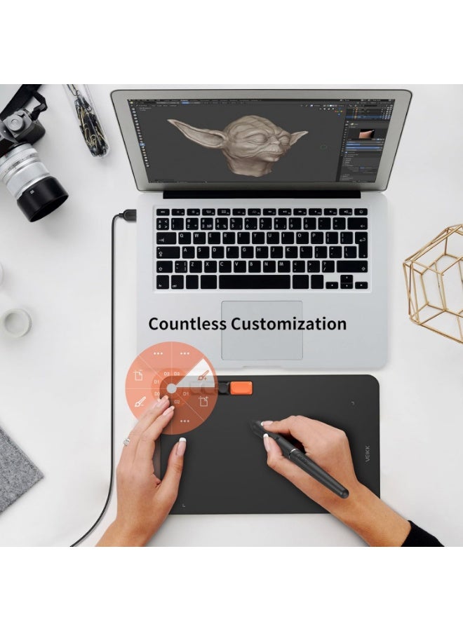 VEIKK Voila L Graphic Tablet 10 x 6 Inch Drawing Tablet with Pressure-Sensitive Pen, 4 Adjustment Mechanical Buttons and 1 Wheel Graphics Tablet for Drawing, Online, E-Signatures, Photo and Video - Image 4