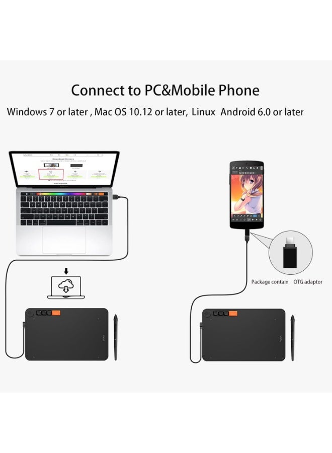 VEIKK Voila L Graphic Tablet 10 x 6 Inch Drawing Tablet with Pressure-Sensitive Pen, 4 Adjustment Mechanical Buttons and 1 Wheel Graphics Tablet for Drawing, Online, E-Signatures, Photo and Video - Image 5