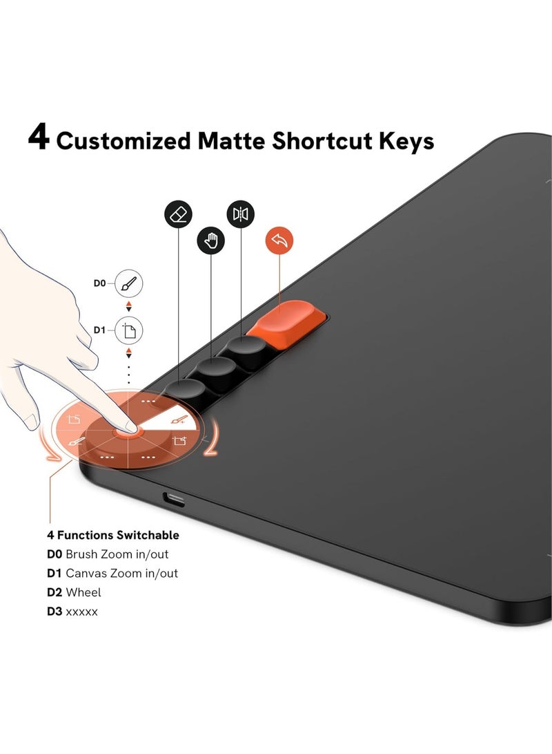 VEIKK Voila L Graphic Tablet 10 x 6 Inch Drawing Tablet with Pressure-Sensitive Pen, 4 Adjustment Mechanical Buttons and 1 Wheel Graphics Tablet for Drawing, Online, E-Signatures, Photo and Video - Image 2