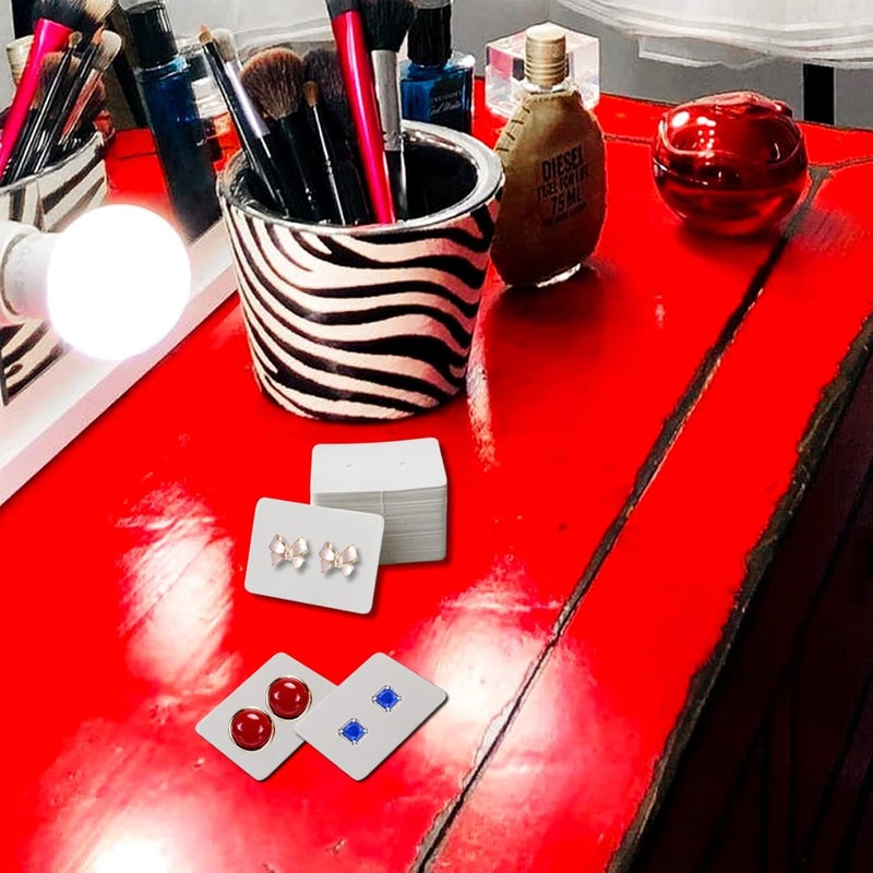 Zenomia White Small Earring Display Cards Paper Earring Card Holder Rectangle Shape Price Label Tags Cards for Ear Studs Display Jewelry Packaging, 3.5 cm x 2.5 cm (100pcs) - Image 4