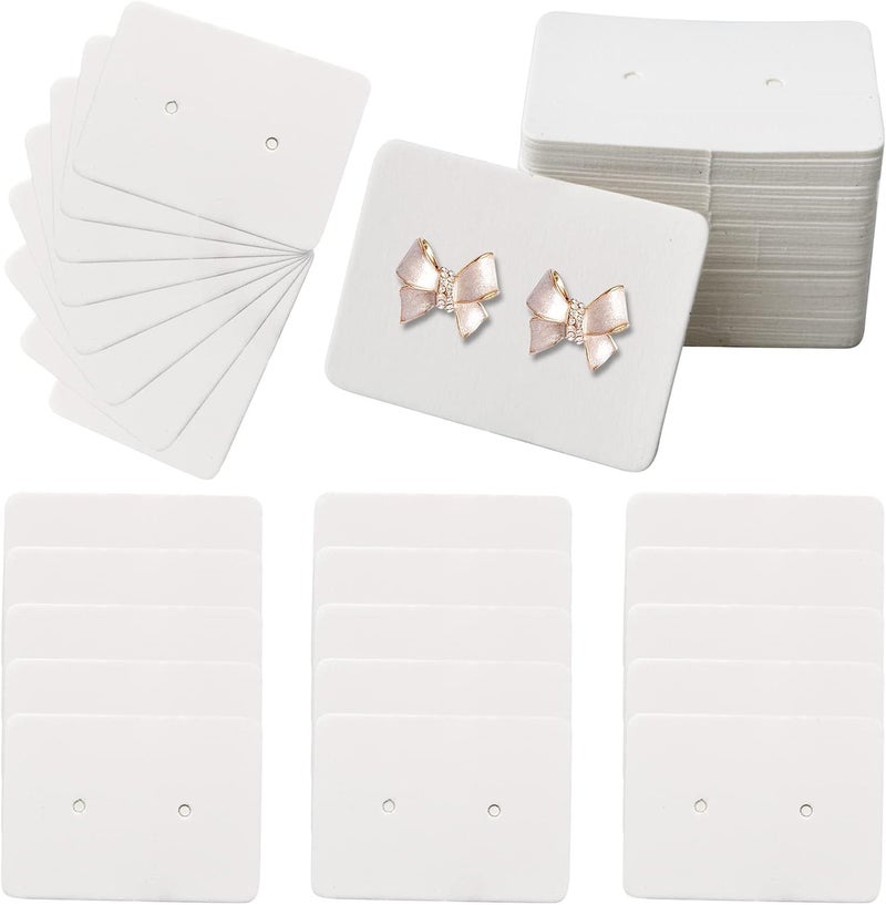 Zenomia White Small Earring Display Cards Paper Earring Card Holder Rectangle Shape Price Label Tags Cards for Ear Studs Display Jewelry Packaging, 3.5 cm x 2.5 cm (100pcs) - Image 1