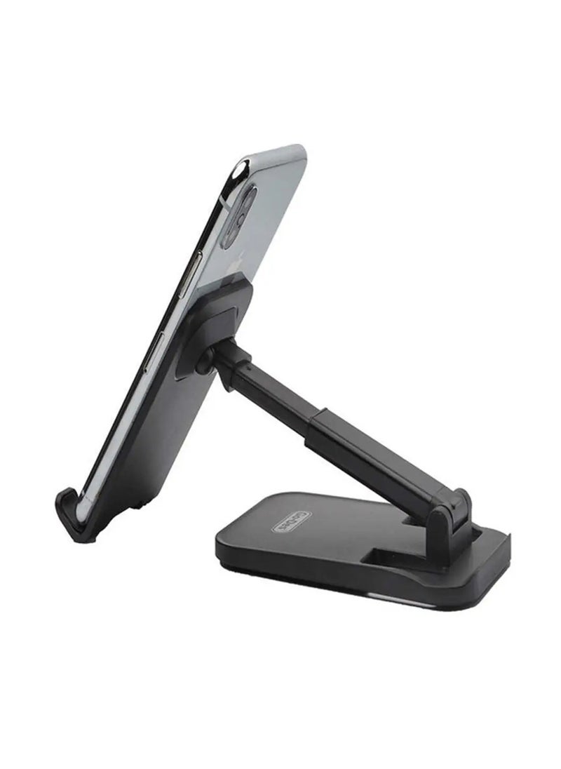 GO-DES - Premium Foldable Desktop Phone & Tablet Holder – Dual-Level Adjustable Aluminum Stand with 360° Rotating Head, Anti-Slip Silicone Base, and Device Gripper Pads – Supports Smartphones & Tablets Up to 13” – Sleek, Portable & Ideal for Desk, Home, or Office Use - Image 1