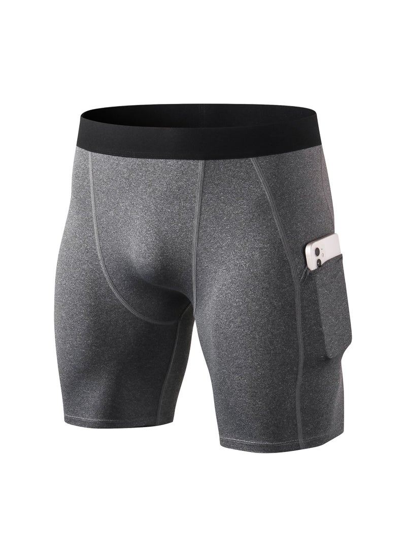 Loquat - Men Quick Dry Breathable Elastic Shorts Grey - Image 1