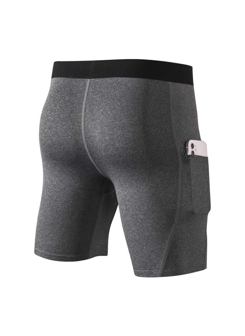 Loquat - Men Quick Dry Breathable Elastic Shorts Grey - Image 1