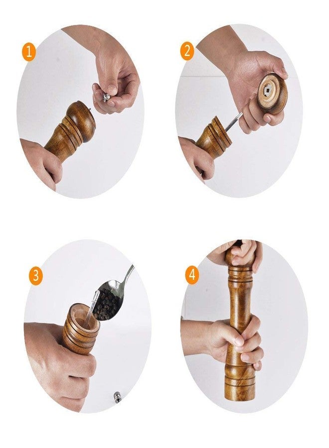 Vroxy Wooden Spice Mill Salt Pepper Mills Grinder | Hand Spice Crusher for Kitchen Seasoning Mill Grinder with Adjustable Ceramic Coarseness (Big) - Image 4