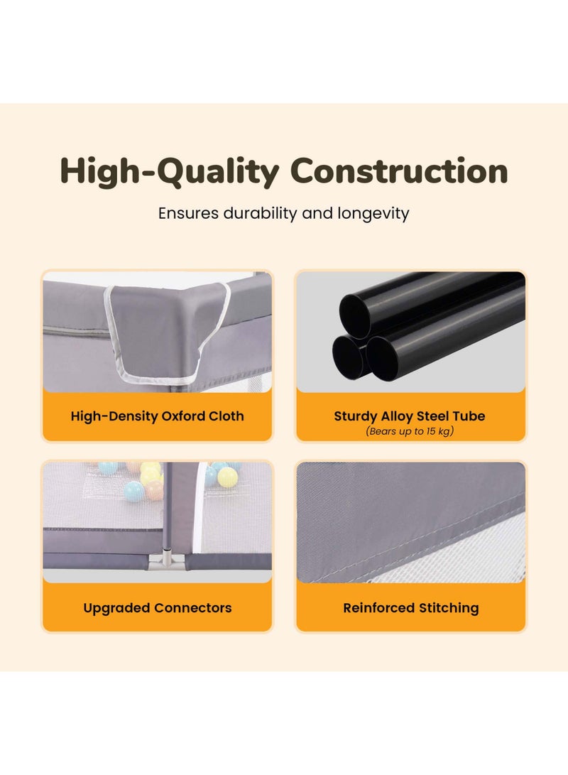 CoddleBaby Baby Playpen, Large Baby Playard with 127×127 cm Space, 360° Mesh Visibility, Safety Zipper Door, Non-Slip Base, Includes Ocean Balls & Pull Rings - Image 5