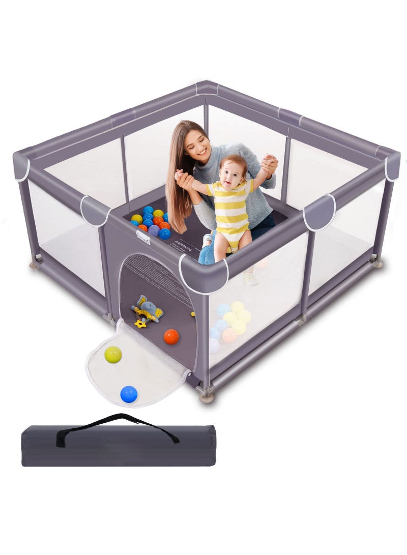 CoddleBaby Baby Playpen, Large Baby Playard with 127×127 cm Space, 360° Mesh Visibility, Safety Zipper Door, Non-Slip Base, Includes Ocean Balls & Pull Rings - Image 1