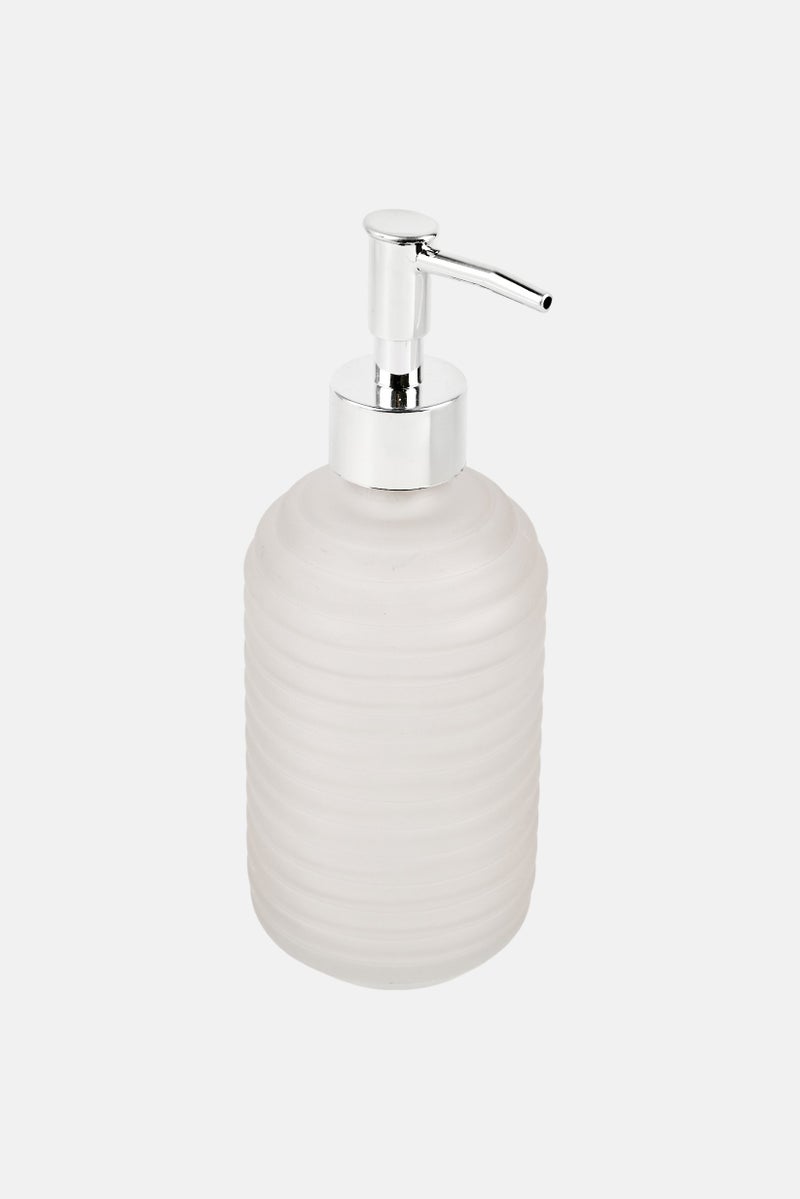 Bath Bliss Catalina Frosted Ribbed Glass Soap Dispenser, Transparent  - Image 2