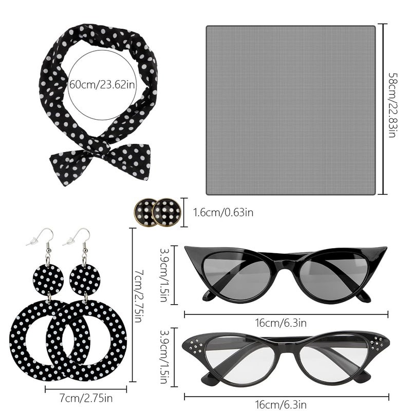 LmashRbaiw 1950s Accessories,50s Outfit for Women,Halloween Accessories for Women,Sexy Halloween Costumes,Cat Eye Glasses,50s Halloween Costumes for Cosplay Party,Hippie Costume - Image 2