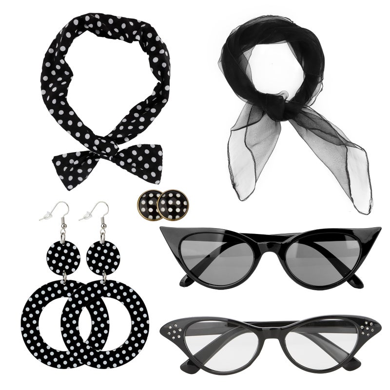 LmashRbaiw 1950s Accessories,50s Outfit for Women,Halloween Accessories for Women,Sexy Halloween Costumes,Cat Eye Glasses,50s Halloween Costumes for Cosplay Party,Hippie Costume - Image 1