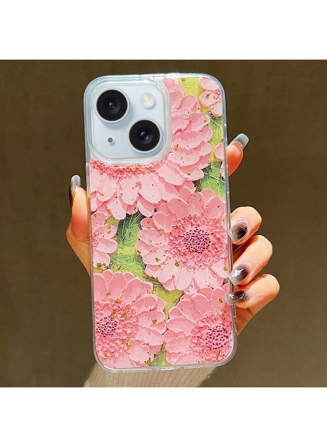 S-TOP Case For iPhone 15 Gold Foil Oil Painting Epoxy TPU Phone Case - Image 1