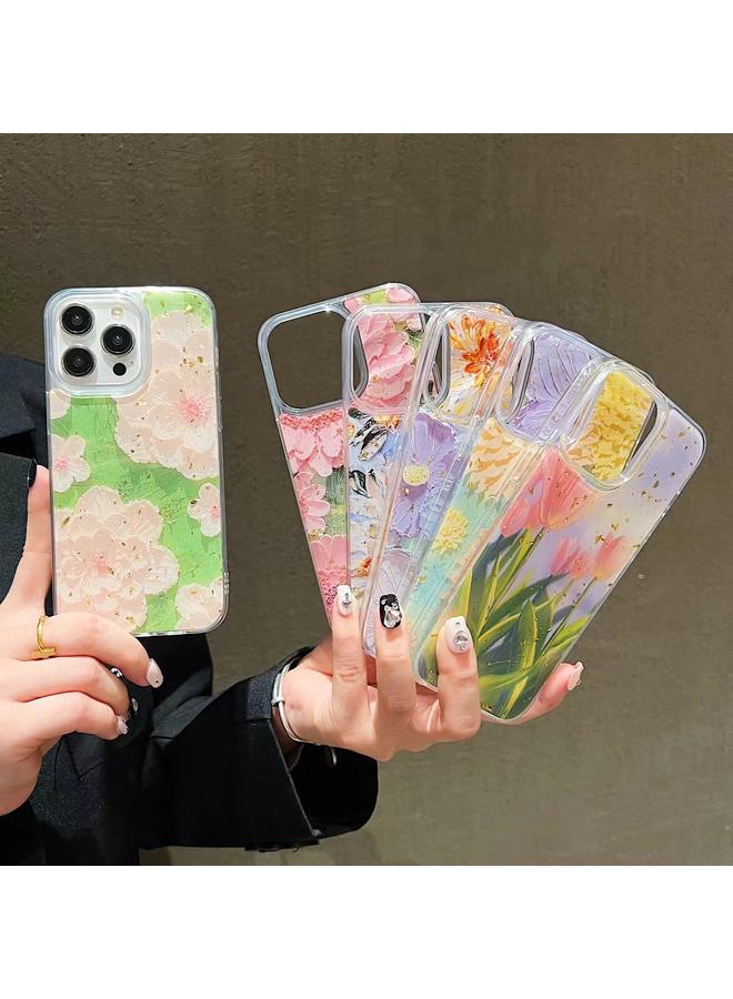 S-TOP Case For iPhone 15 Gold Foil Oil Painting Epoxy TPU Phone Case - Image 2