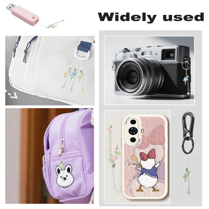 MAKIOTEKO 3 Pcs Lotus Flower Phone Charms, Cute Beaded Flower Phone Strap Y2K Accessories for Bag Keychain Camera Pendants Decor - Image 4