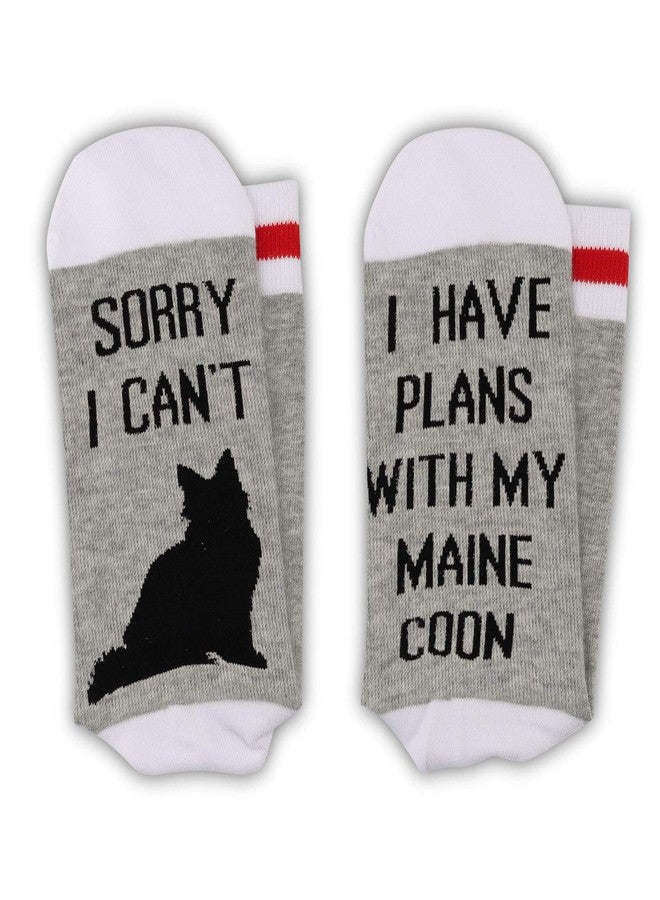 GJTIM 2PAIRS Funny Cat Lovers Cat Mom Socks - Sorry I Can't, I Have Plans With My Maine Coon - Image 3