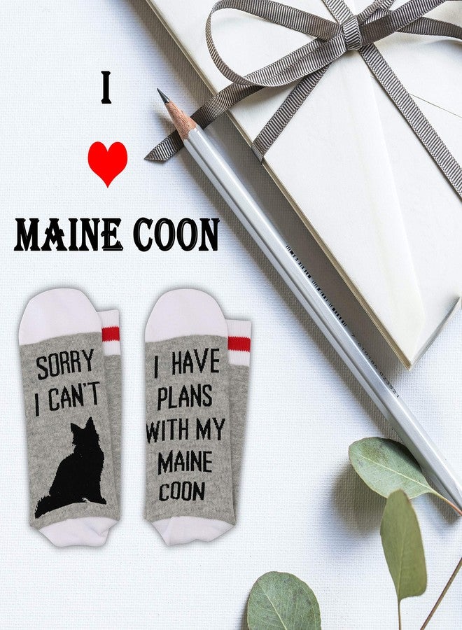 GJTIM 2PAIRS Funny Cat Lovers Cat Mom Socks - Sorry I Can't, I Have Plans With My Maine Coon - Image 4