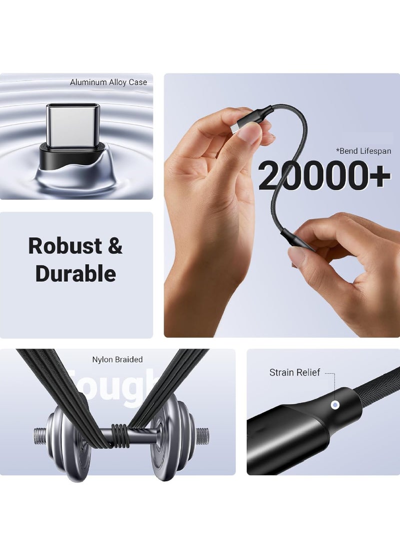 Rock Pow - USB C to 3.5mm Adapter iPhone 15 Headphones Adapter DAC USB C to Aux Headphone Adapter 3.5 mm to Type C Jack Adapter Braided Compatible with iPhone 15 Series iPad Pro Galaxy S22 S23 - Image 1