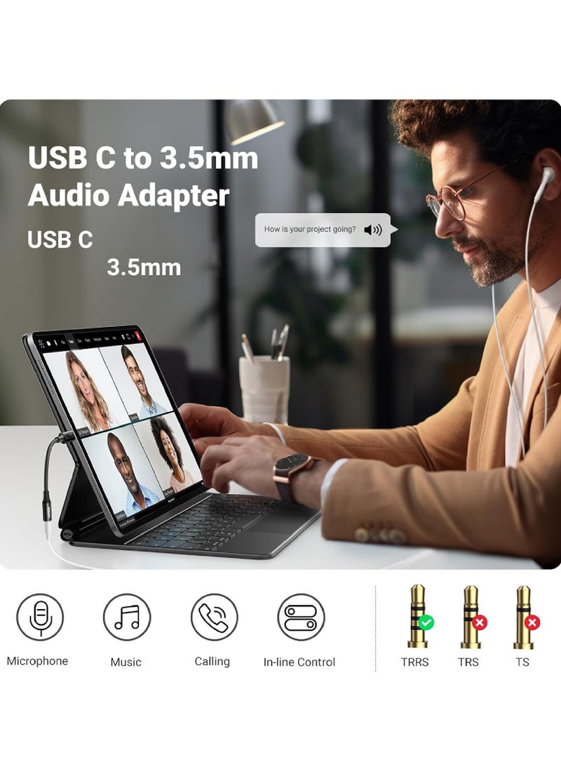 Rock Pow - USB C to 3.5mm Adapter iPhone 15 Headphones Adapter DAC USB C to Aux Headphone Adapter 3.5 mm to Type C Jack Adapter Braided Compatible with iPhone 15 Series iPad Pro Galaxy S22 S23 - Image 1