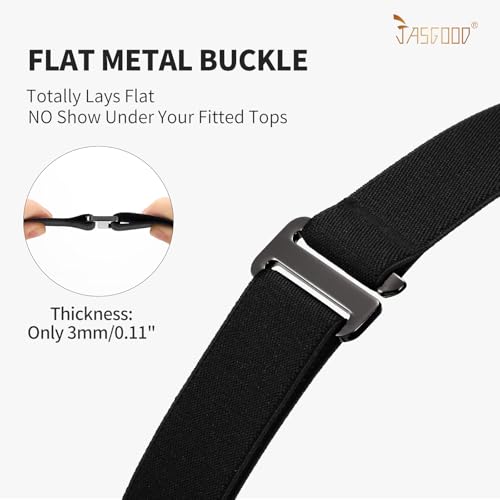 JASGOOD No Show Women Stretch Belt Invisible Elastic Web Strap Belt with Flat Buckle for Jeans Pants Dresses - Image 4