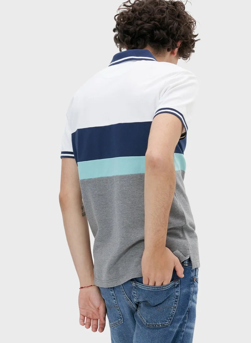 American Eagle Color Block Pique Polo