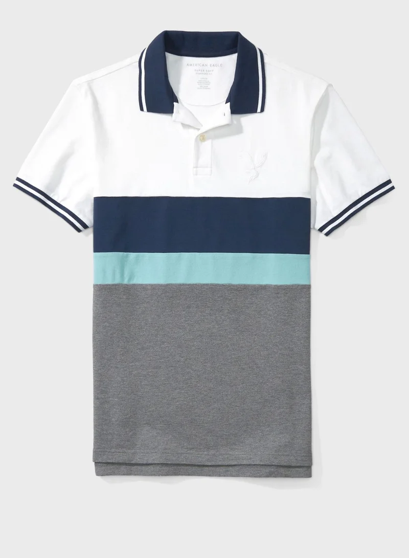 American Eagle Color Block Pique Polo