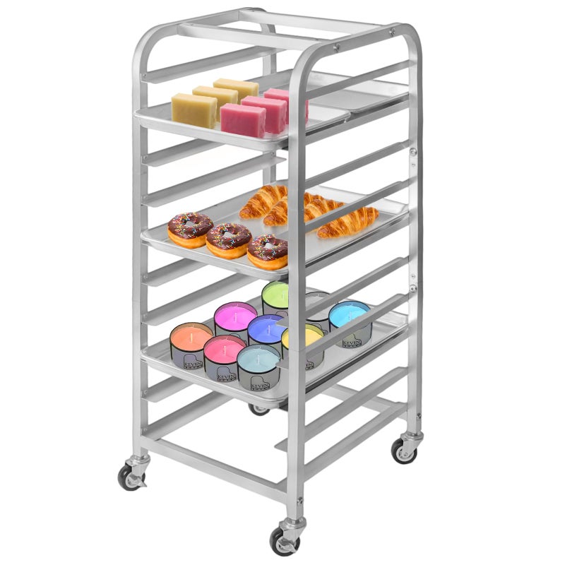 lopeztek 10Tier Quarter Half Sheet Pan Rack Bread Baking Speed Rack for Cooling Bakery Stand with wheels for Bun Pan Tray Home Kitchen Tiered Rolling Cart for Ovenfor 12 14 Sheet - Image 2
