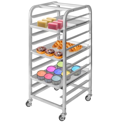 lopeztek 10Tier Quarter Half Sheet Pan Rack Bread Baking Speed Rack for Cooling Bakery Stand with wheels for Bun Pan Tray Home Kitchen Tiered Rolling Cart for Ovenfor 12 14 Sheet - Image 1