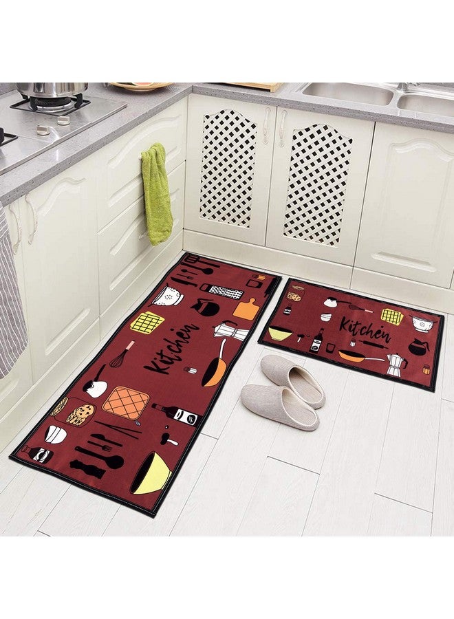 AAZEEM Kitchen Floor Mat & Runner with Anti Skid Backing, Set of 2 (40 x 120 & 40 x 60 cm) - Image 1