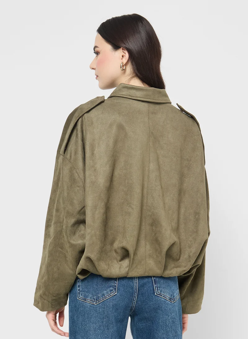 Ginger Suede Zip Up Jacket