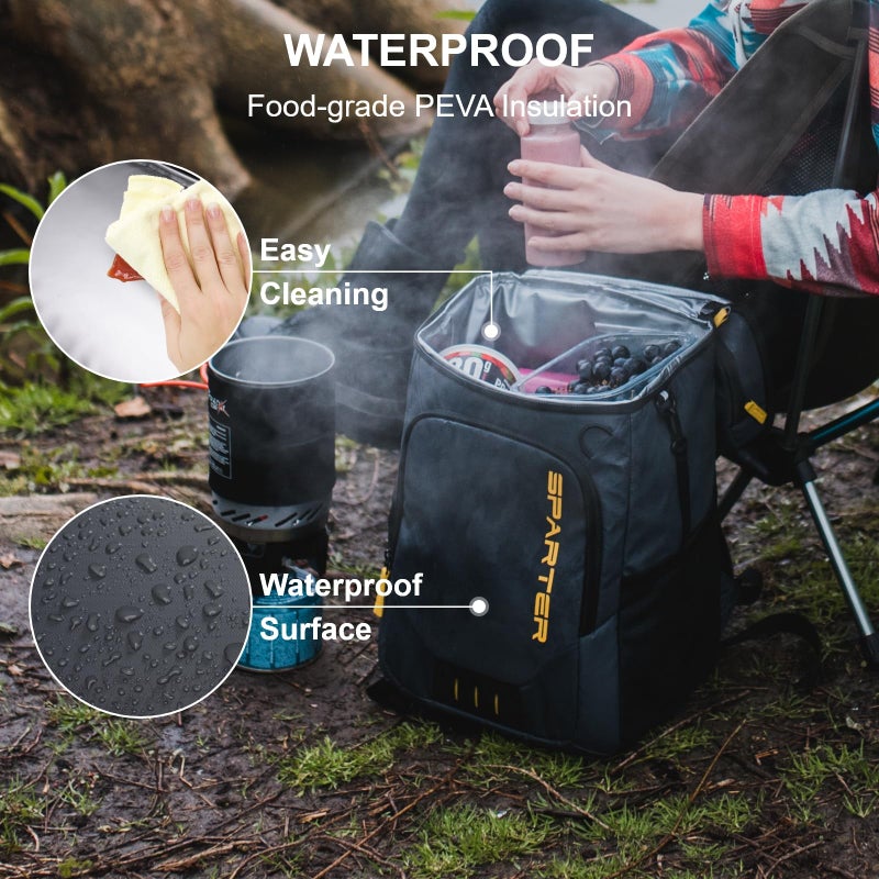 SPARTER Backpack Cooler Insulated Leak Proof 33 Cans, Waterproof Lightweight Insulated Backpack Ice Chest, Portable Soft Cooler Bag for Beach Travel Camping Lunch - Image 5