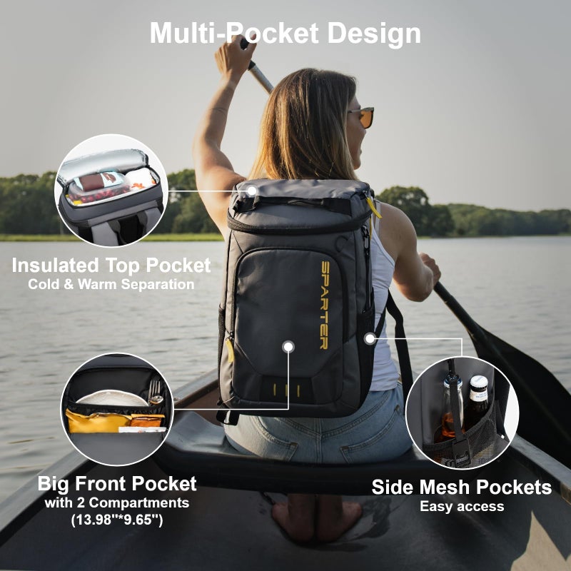 SPARTER Backpack Cooler Insulated Leak Proof 33 Cans, Waterproof Lightweight Insulated Backpack Ice Chest, Portable Soft Cooler Bag for Beach Travel Camping Lunch - Image 4