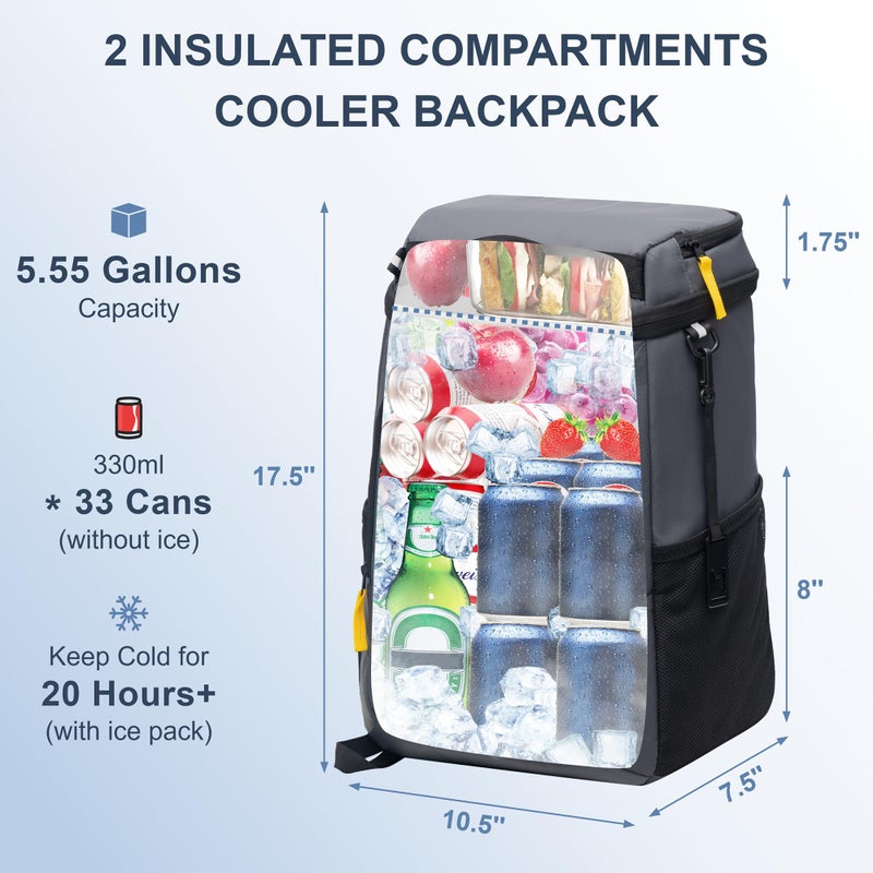 SPARTER Backpack Cooler Insulated Leak Proof 33 Cans, Waterproof Lightweight Insulated Backpack Ice Chest, Portable Soft Cooler Bag for Beach Travel Camping Lunch - Image 2