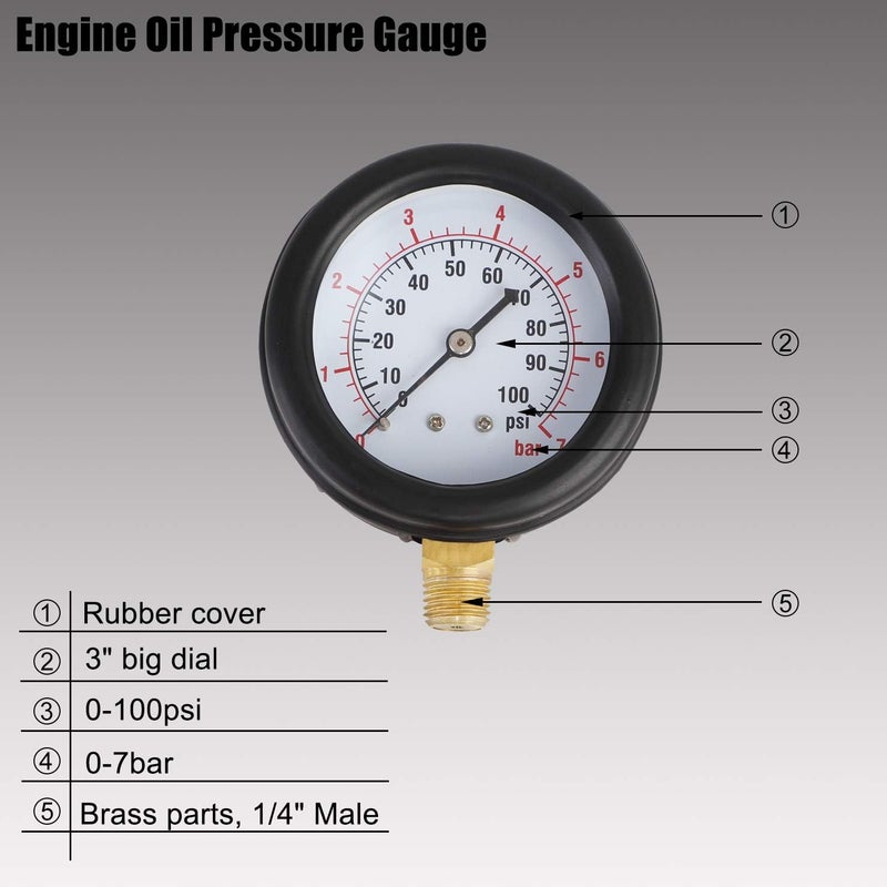 YSTOOL Professional Oil Pressure Gauge Kit - Image 3