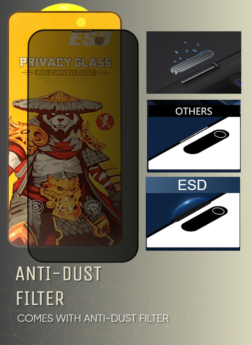 ESD 2 Pieces Tempered Dustproof Privacy Glass Screen Protector Compatible For iPhone 13 Pro Max - Image 5