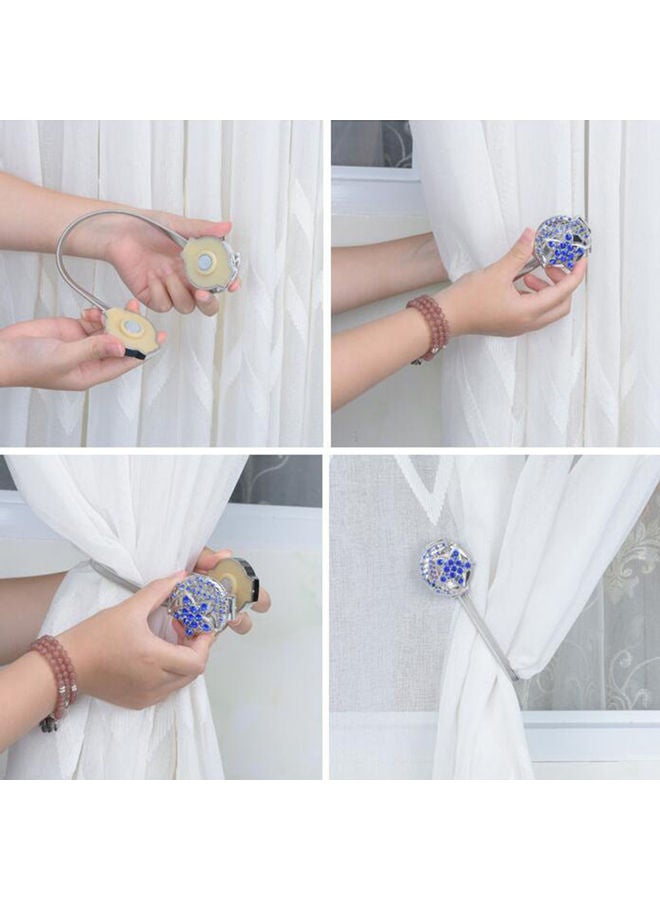 إسكدنيا إبزيم ستارة مرصع بحجر الراين لون أزرق ملكي/ فضي - Image 2