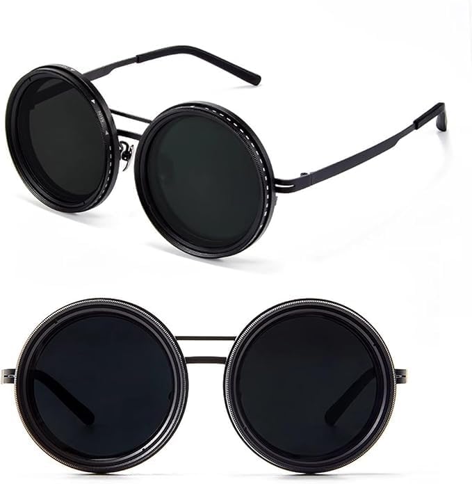 Glaceon Adjustable Sunglasses Fishing Eyewear for Home Adjustable Brightness Outdoor 1-9 Gears Adjustable Traveling Style Sporting Goods Goggles Rounded Polarized Glasses - Image 1