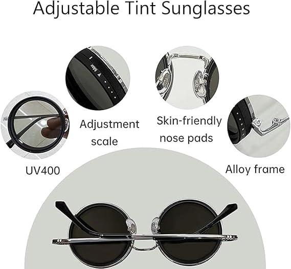 Glaceon Adjustable Sunglasses Fishing Eyewear for Home Adjustable Brightness Outdoor 1-9 Gears Adjustable Traveling Style Sporting Goods Goggles Rounded Polarized Glasses - Image 2
