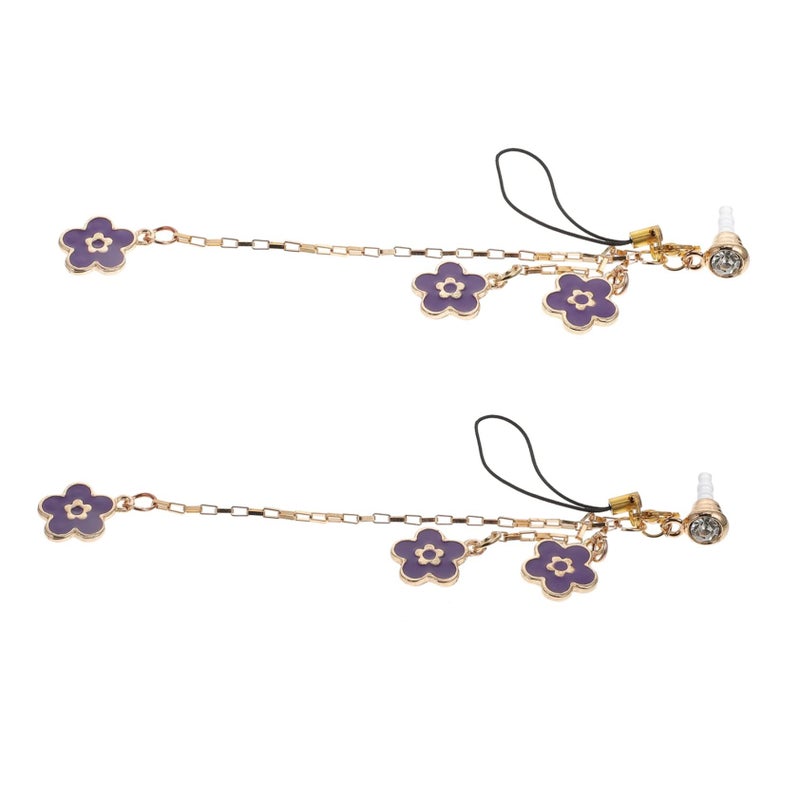 2Pcs Floral Dust Plugs 3.5mm Headphone Jack Decoration Cute Phone Charms For Smartphones Anti Dust Cover Colorful Flower Design - Image 2
