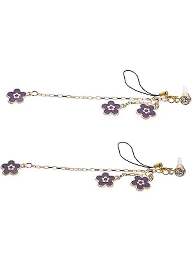 2Pcs Floral Dust Plugs 3.5mm Headphone Jack Decoration Cute Phone Charms For Smartphones Anti Dust Cover Colorful Flower Design - Image 1