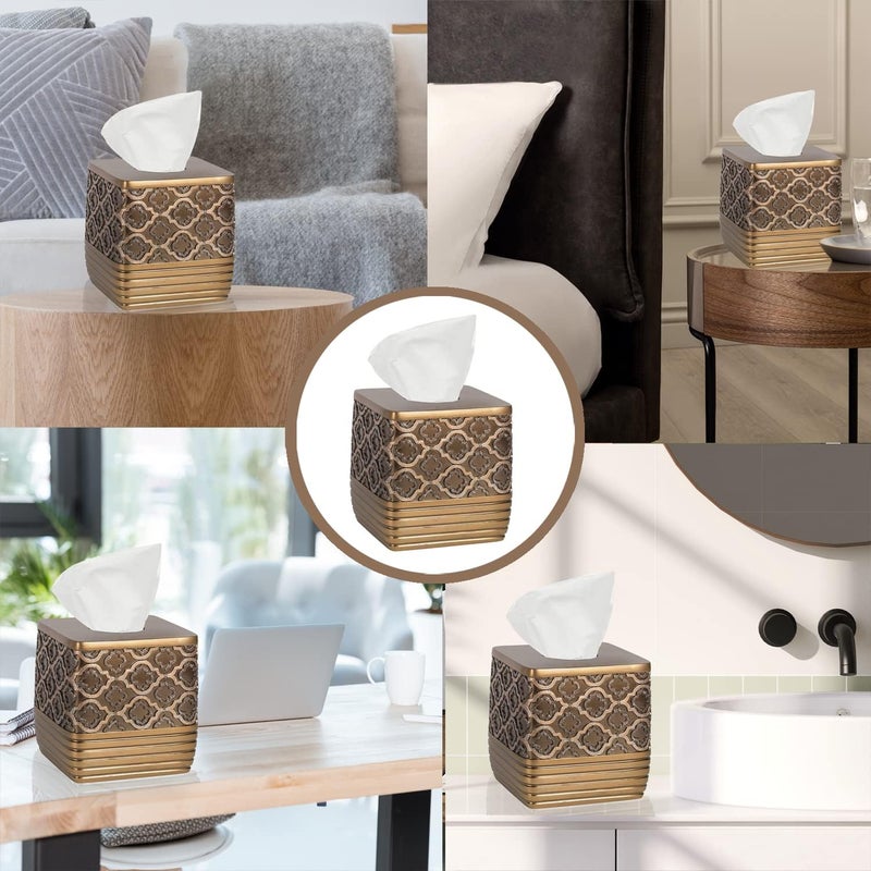 Popular Bath Tissue Box, Spindle Collection, Gold - Image 4