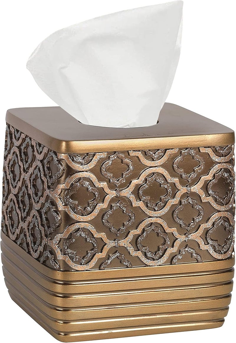 Popular Bath Tissue Box, Spindle Collection, Gold - Image 1