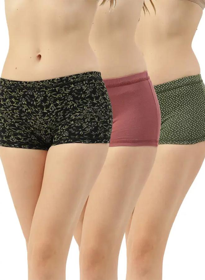 Leading Lady Pack of 3 - Printed Cotton Boyshorts - Image 1
