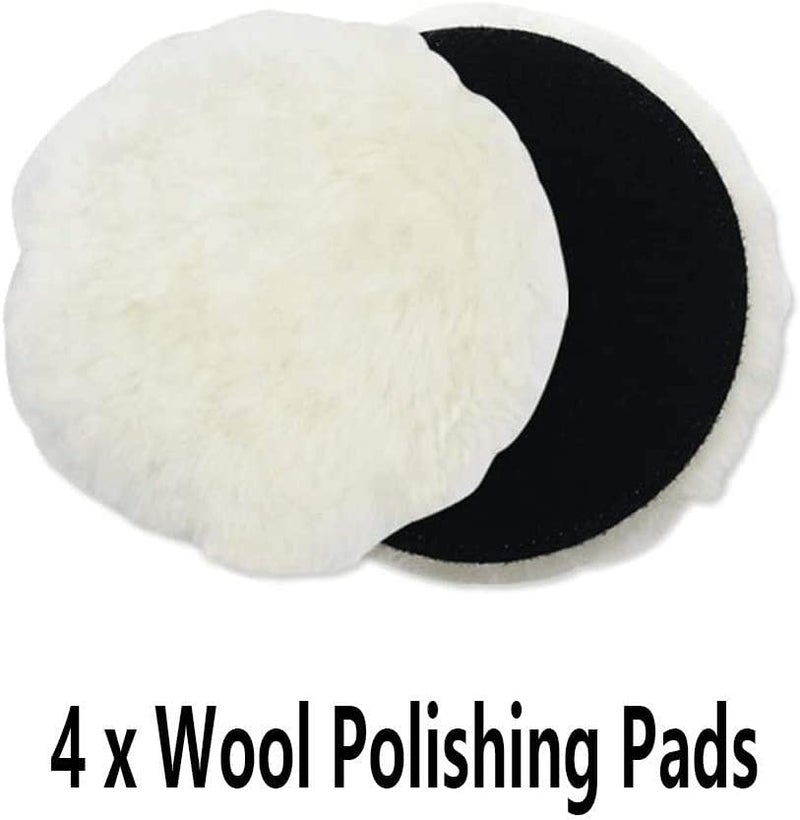 IPELY 6 Pcs 5 Inch Wool Polishing Buffing Pad Polishing Buffing Wheel for Drill Buffer Attachment with M14 Drill Adapter - Image 2