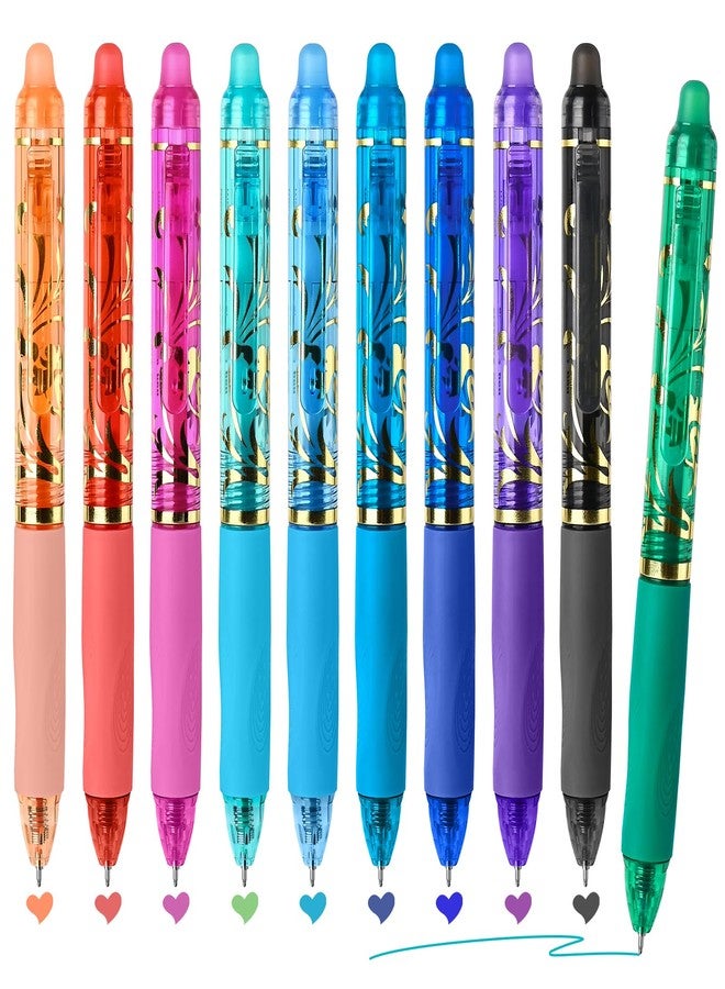 Temiary 10 Pcs Retractable Erasable Gel Pens, Fine Point 0.5 mm, Assorted Color Inks in Pen, Smooth Writing, Make Mistakes Disappear for Writing and Crossword Puzzle (Multicolor) - Image 1