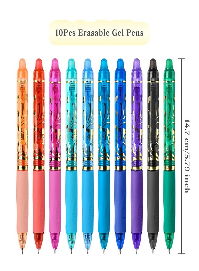 Temiary 10 Pcs Retractable Erasable Gel Pens, Fine Point 0.5 mm, Assorted Color Inks in Pen, Smooth Writing, Make Mistakes Disappear for Writing and Crossword Puzzle (Multicolor) - Image 2