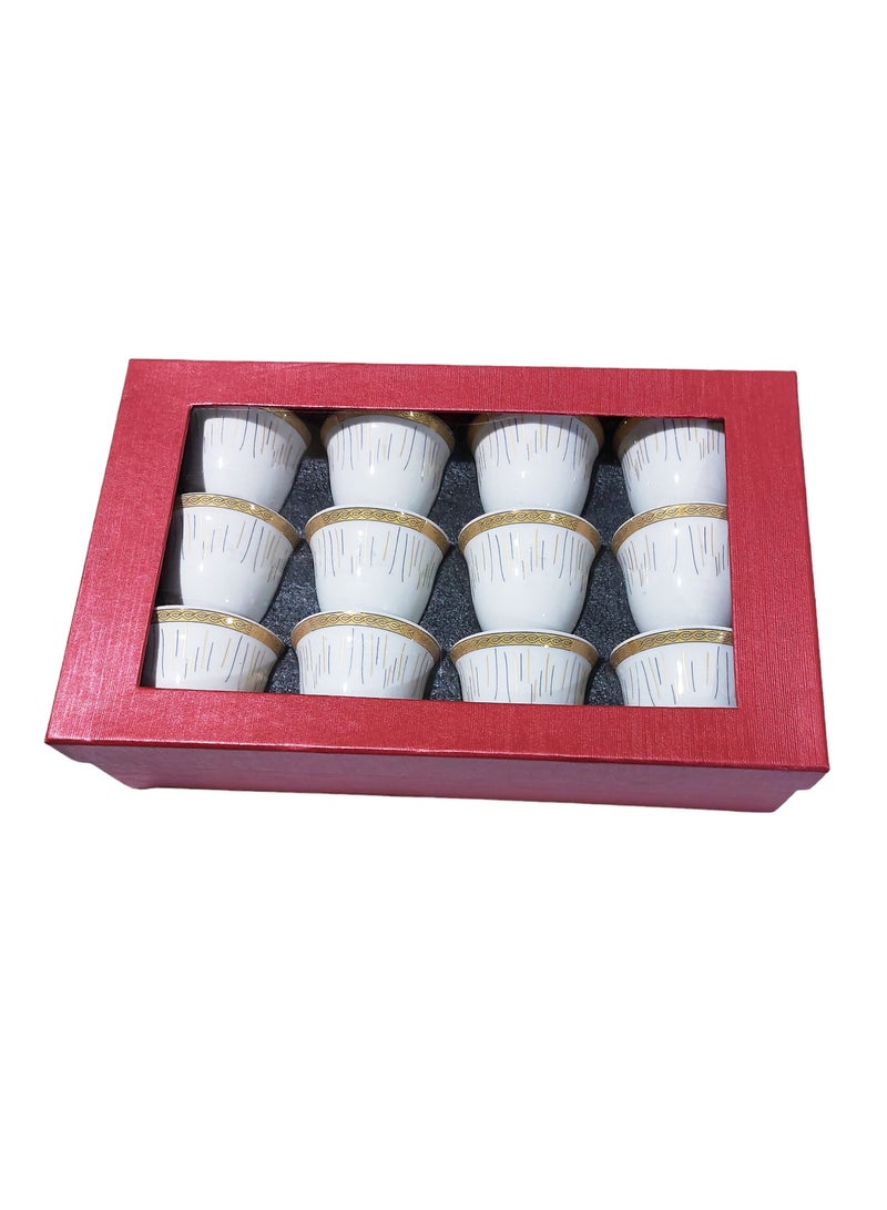 ALSAHAH 12-Piece Arabic Coffee Cup Set White/Gold - Image 5