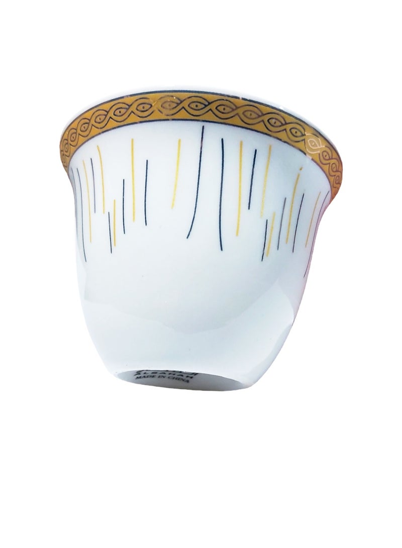 ALSAHAH 12-Piece Arabic Coffee Cup Set White/Gold - Image 4
