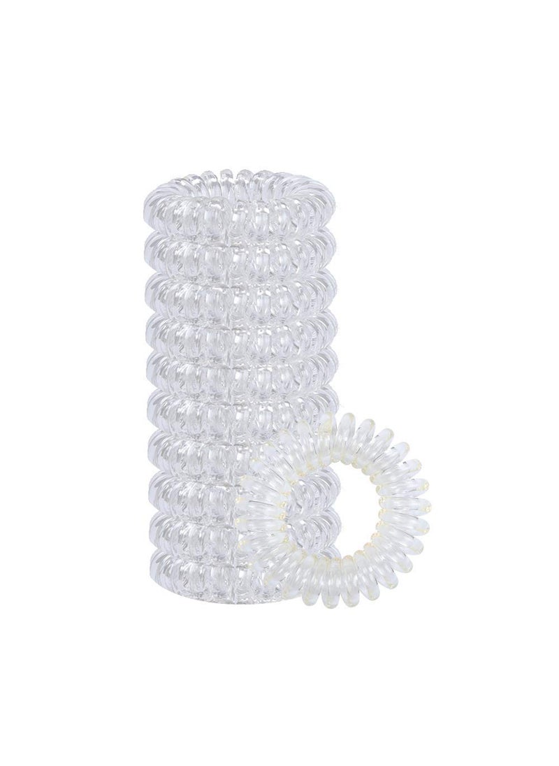 Queenland 20pcs Transparent Spiral Hair Ties No Crease Hair Coils Elastic Ponytail Holders Spiral Phone Cord Hair Ties Hair Bands Hair Accessory for Women Girls 